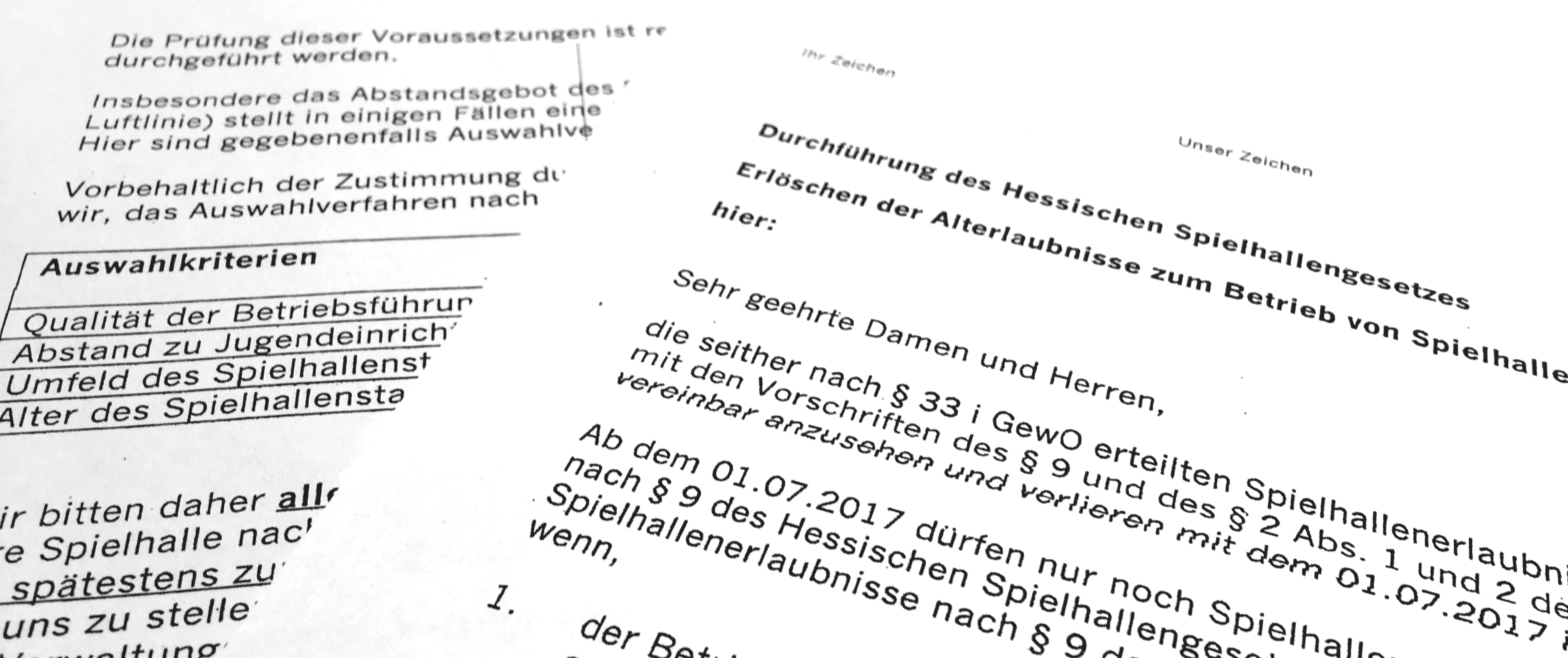 Spielhallenerlaubnis in Hessen – Frist zur Abgabe der Anträge und Unterlagen nicht versäumen!